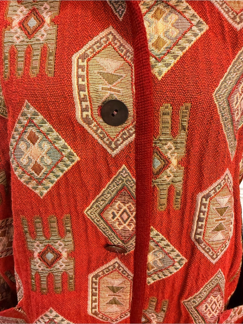 VTG The Limited Collection Tapestry Jacket Aztec Southwestern Red Boho Coat L - Picture 5 of 13